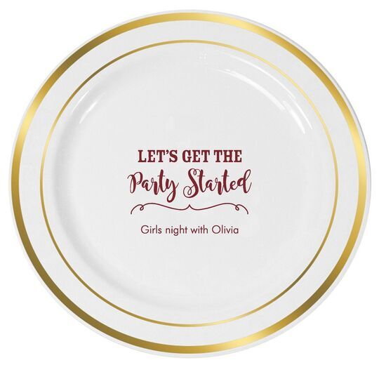 Let's Get the Party Started Premium Banded Plastic Plates